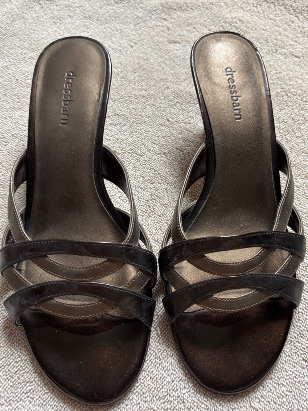 dressbarn Black Multi-Strap Slide Mules